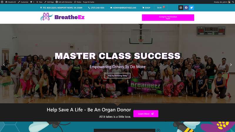 Website Screenshot of BreatheEZ.live